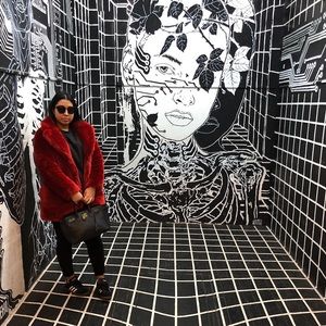 H&M red faux fur coat